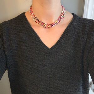Rainbow Beaded Multi Strand Choker